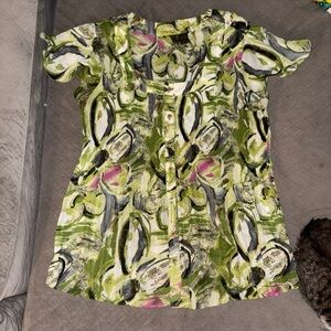 Abstract Green and Pink Women's Blouse